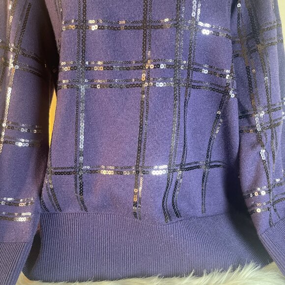 Chico's -Beautiful, Elegant, Chic Purple Sequined Embellished Sweater - Picture 11 of 14